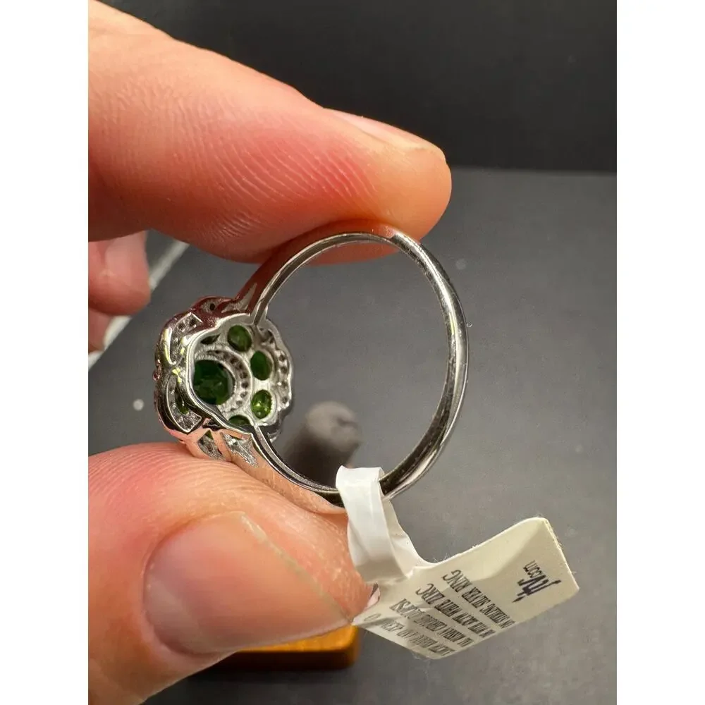 JTV 3.10 CTW Russian Chrome Diopside Cluster Ring 925 Sterling Silver Sz 10 New